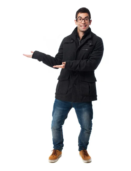Man presenting gesture — Stock Photo, Image