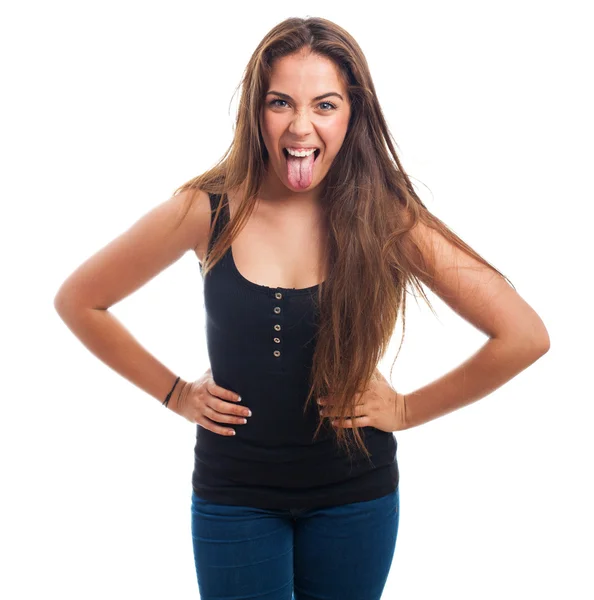 Chica mostrando su lengua —  Fotos de Stock