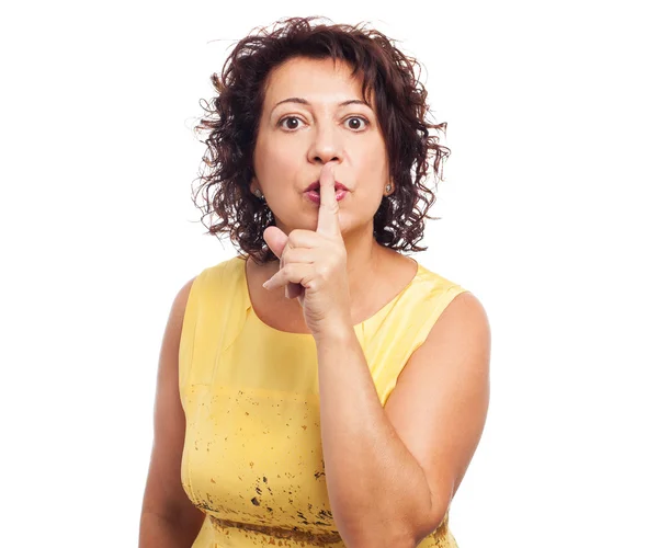 Woman doing silence gesture — Stock Photo, Image