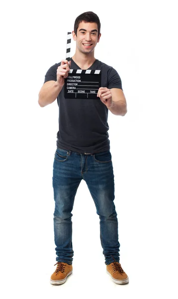 Man clapping with a clapper — Stock Photo, Image