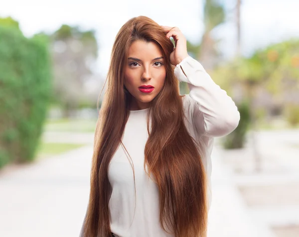 Pretty girl posing closeup — Stock Photo, Image