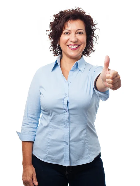 Mujer haciendo un gesto positivo — Foto de Stock