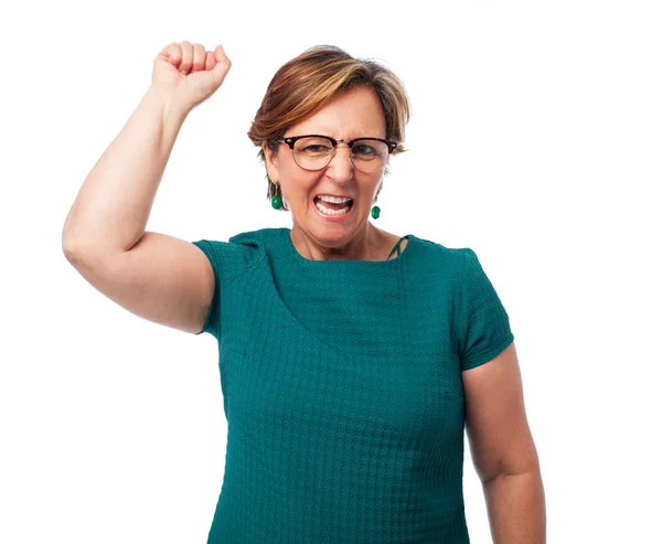 Woman doing  winner gesture — Stock Photo, Image