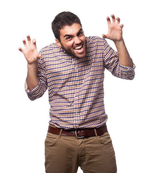 Man doing an aggressive gesture — Stock Photo, Image