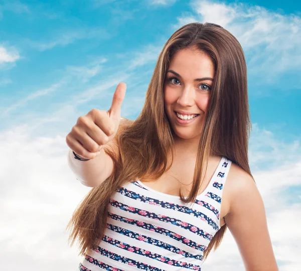 Girl doing a positive gesture — Stock Photo, Image