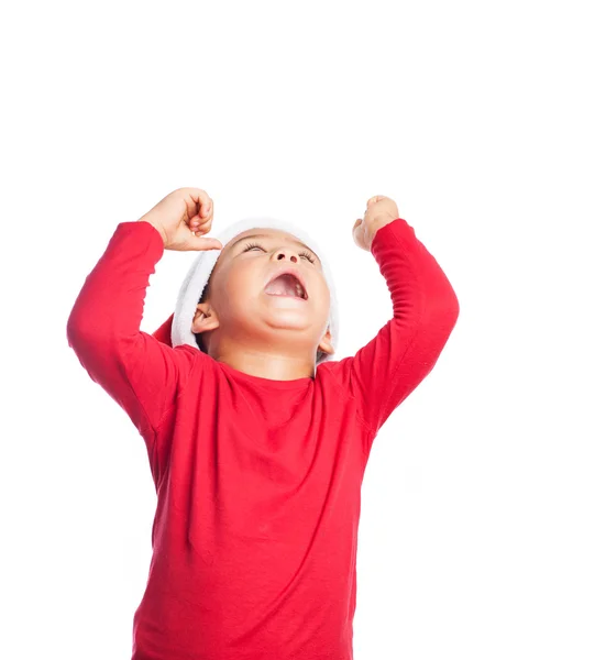 Little boy with celebrating gesture — Stock Photo, Image