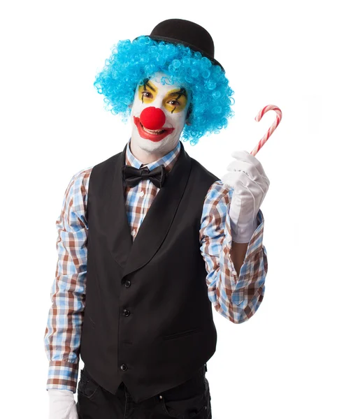 Clown holding a lollipop — Stock Photo, Image