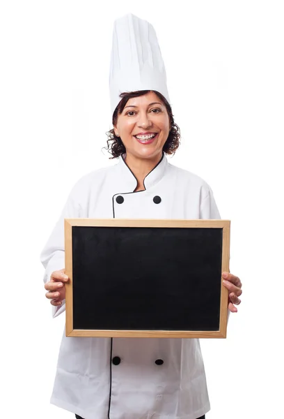 Mujer sosteniendo una tabla — Foto de Stock