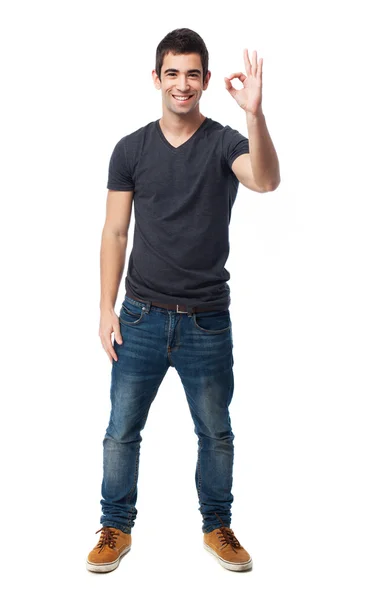 Man doing success gesture — Stock Photo, Image