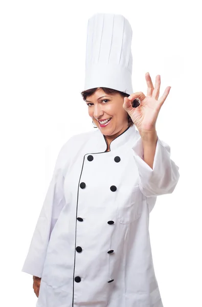 Woman  doing an okay gesture — Stock Photo, Image