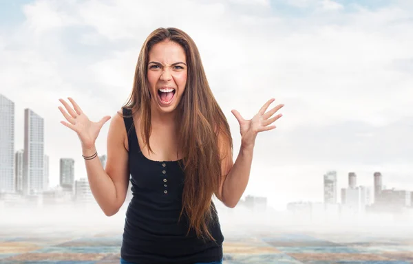 Portret van een hysterische meisje — Stockfoto