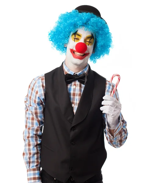 Clown holding a lollipop — Stock Photo, Image