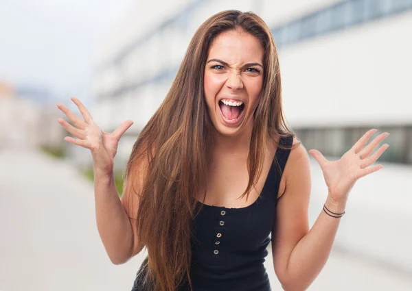 Portrait of an hysterical girl — Stock Photo, Image