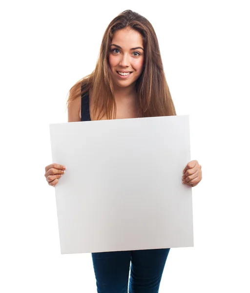 Meisje met een witte banner — Stockfoto