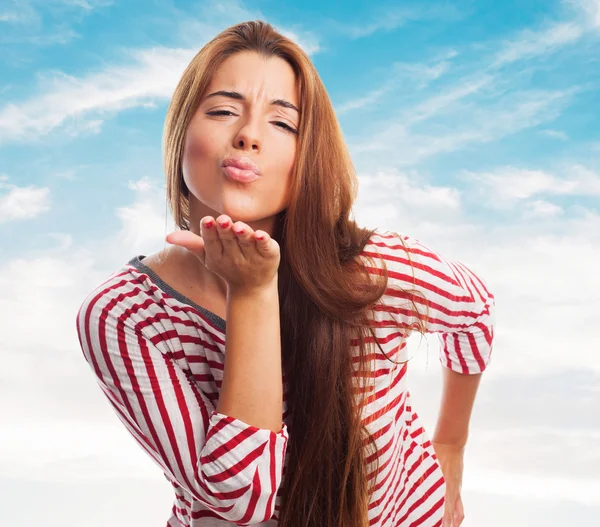 Woman sending a kiss — Stock Photo, Image