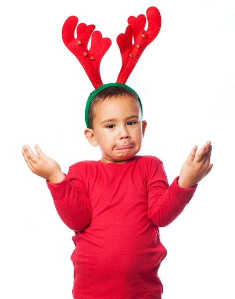Boy wearing reindeer horns — Stock Photo, Image