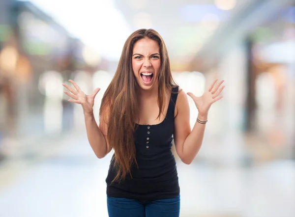 Portret van een hysterische meisje — Stockfoto