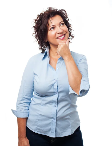 Woman with pensive gesture — Stock Photo, Image