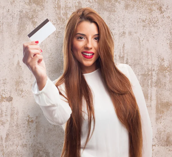 Žena, nákupy s kreditní kartou — Stock fotografie