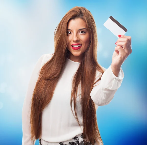 Mulher compras com cartão de crédito — Fotografia de Stock