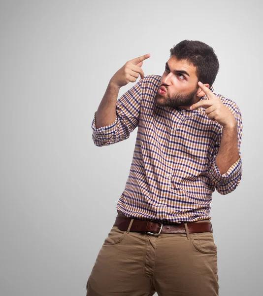 Man doing a crazy gesture — Stock Photo, Image