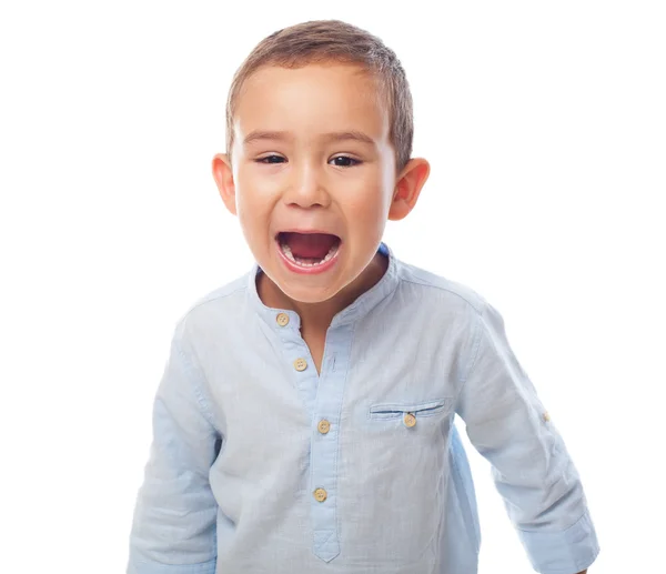 Мальчик с кричащим жестом — стоковое фото