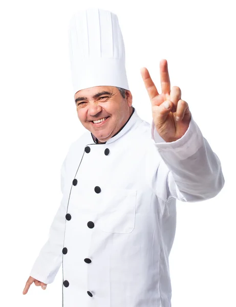 Cook man doing a number two — Stock Photo, Image