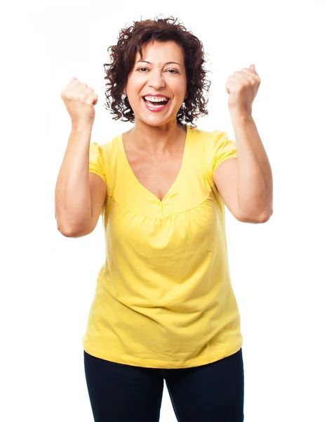 Woman doing a winner gesture — Stock Photo, Image