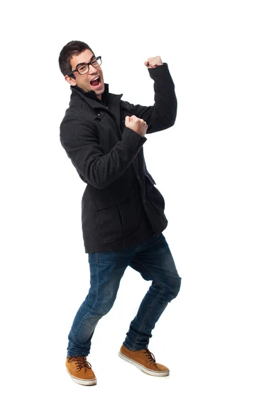 Man doing a winner gesture Stock Photo