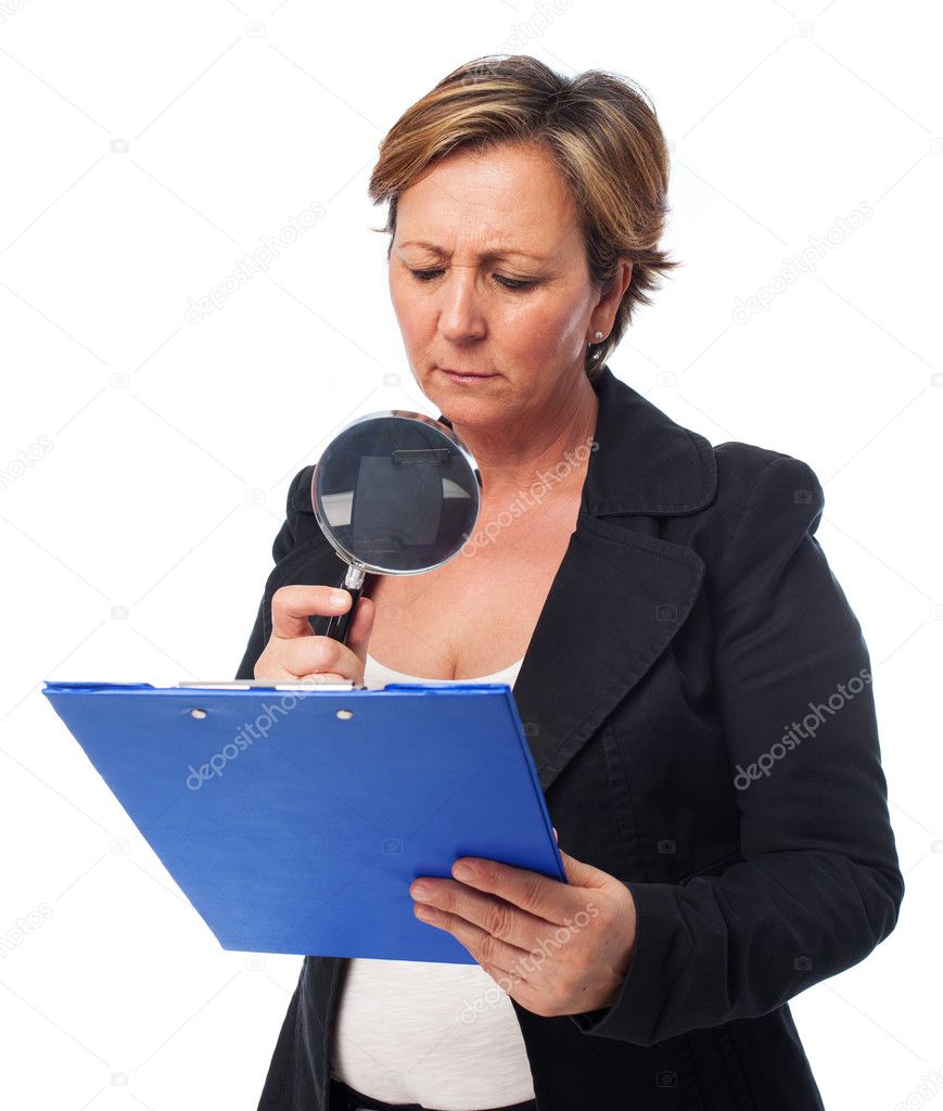 Woman looking at contract