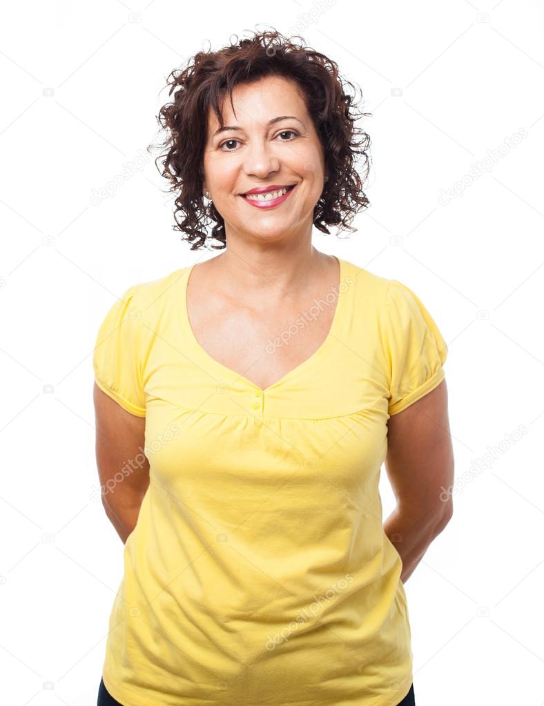 Mature woman over white