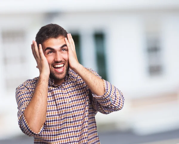 Hombre haciendo un gesto loco — Foto de Stock