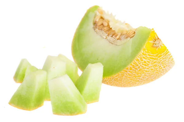 Plasterki melon na białym tle — Zdjęcie stockowe