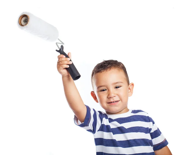 Child with white roller — Stock Photo, Image