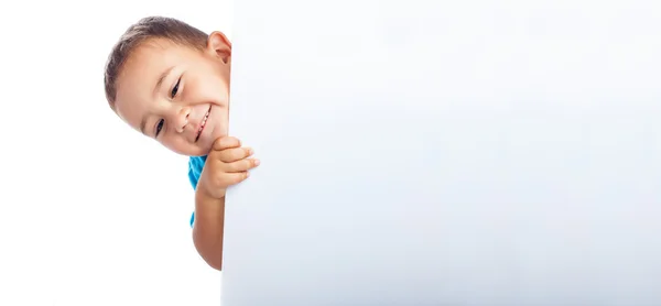 Child behind banner — Stock Photo, Image