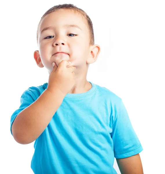 Niño detrás de la bandera — Foto de Stock