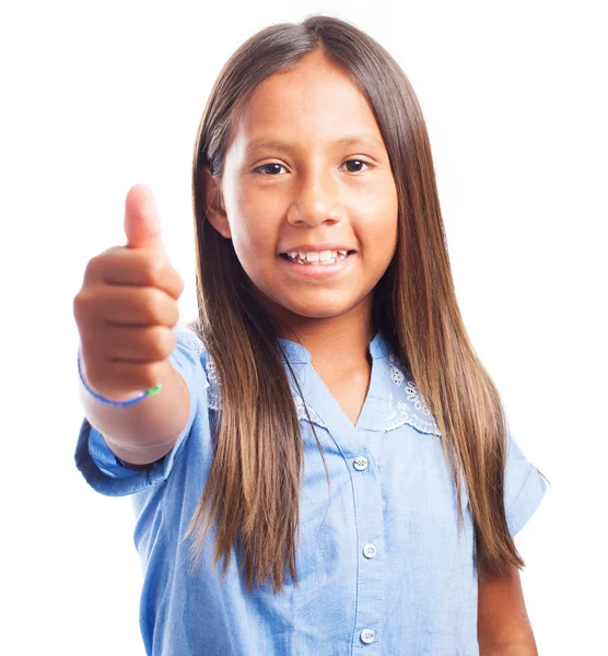 Girl with thumb up — Stock Photo, Image