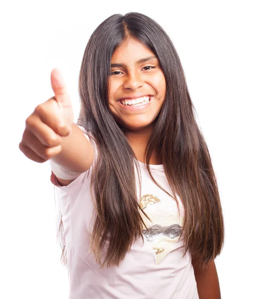 Girl doing ok symbol — Stock Photo, Image