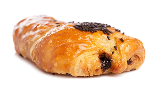 Čokoládový croissant, samostatný — Stock fotografie