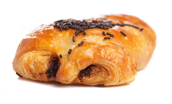 Čokoládový croissant, samostatný — Stock fotografie