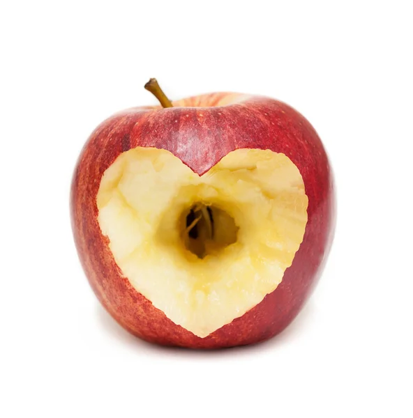 Heart shape in apple — Stock Photo, Image