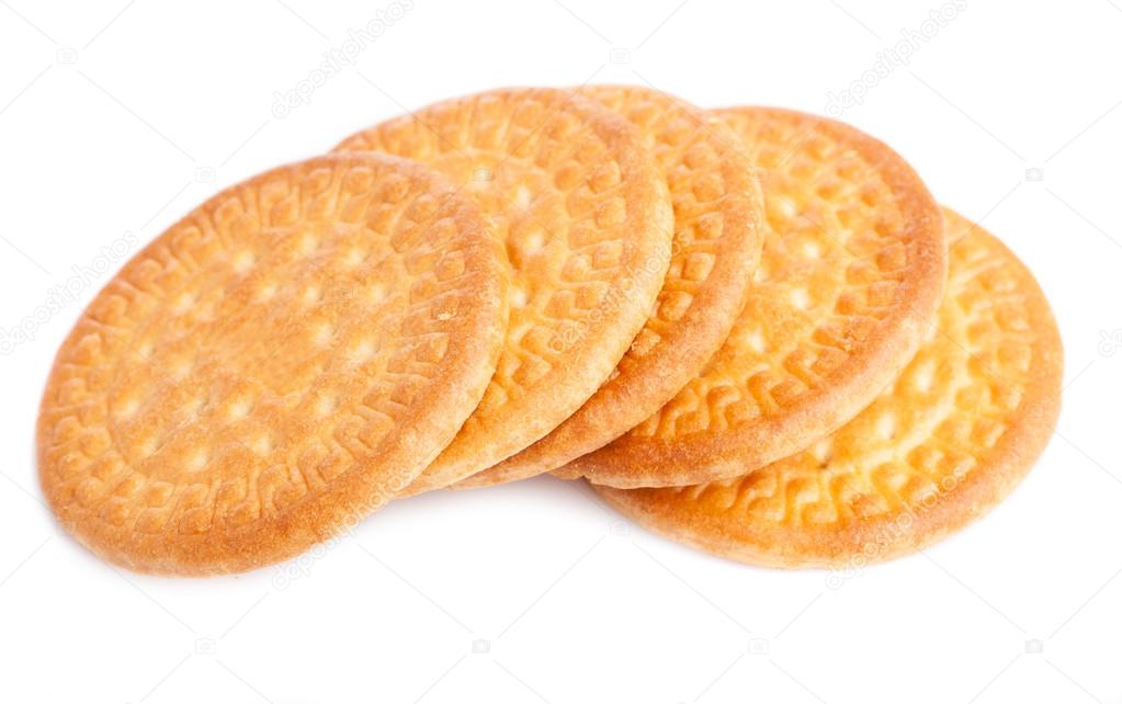 Heap of biscuits on a white