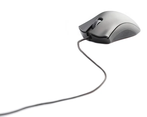 Černá počítačová myš — Stock fotografie