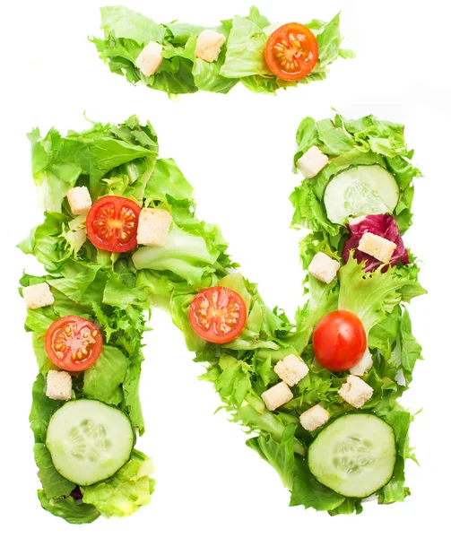 N letter made from salad — Stock Photo, Image