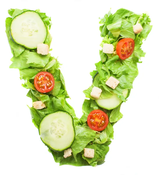 V letter made from salad — Stock Photo, Image