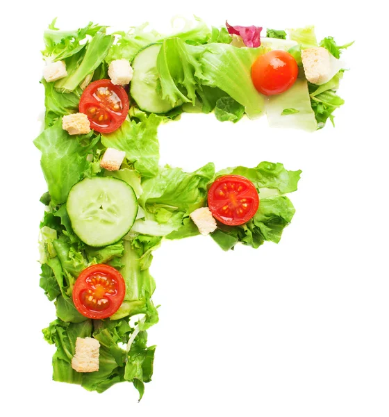 F letter made from salad — Stock Photo, Image