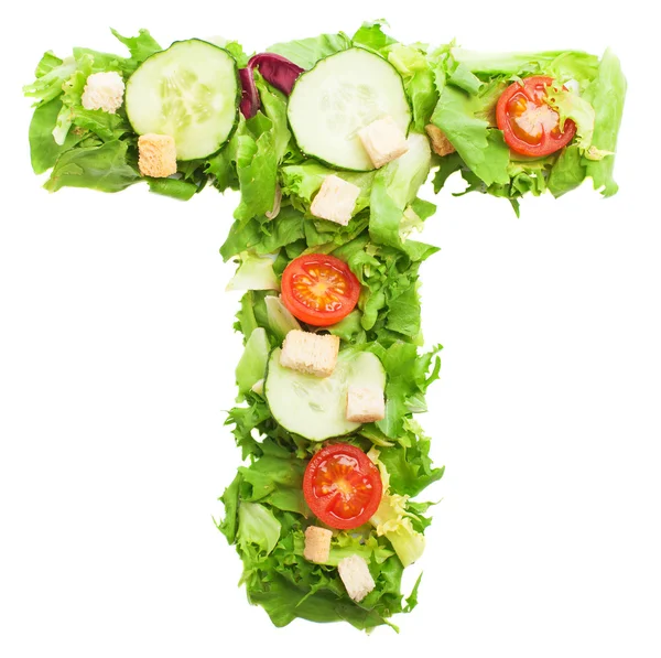T letter made from salad — Stock Photo, Image