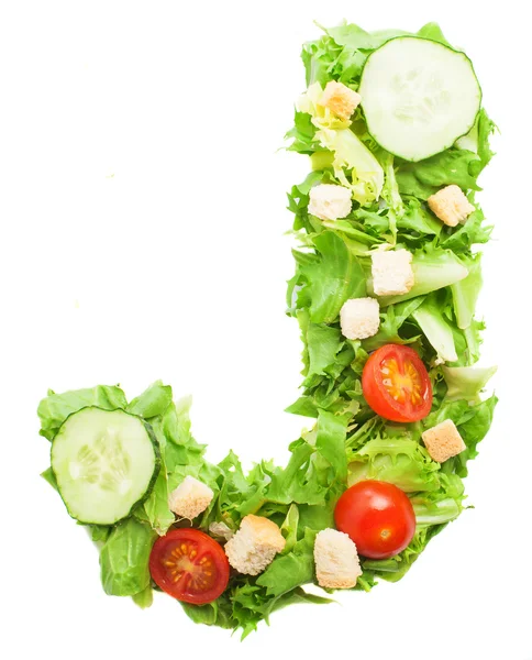 J letter made from salad — Stock Photo, Image