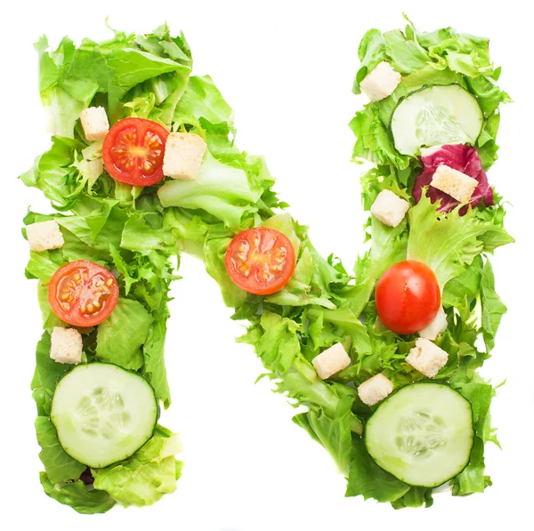 N letter made from salad — Stock Photo, Image