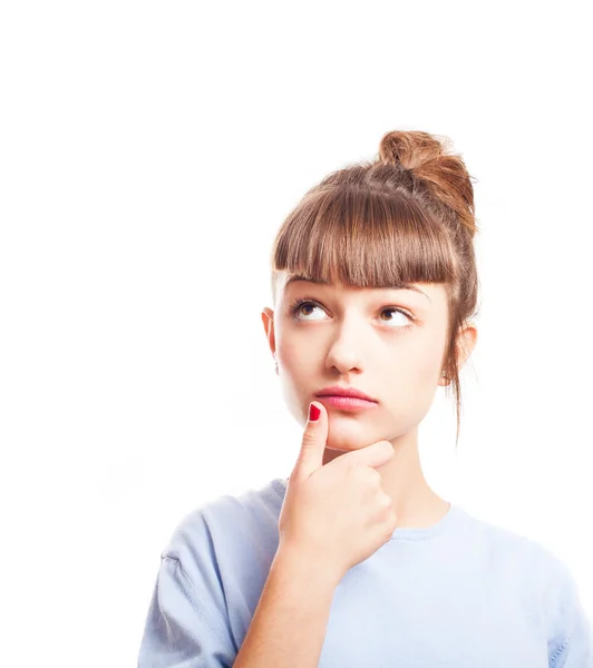 Mädchen denkt an Weiß — Stockfoto